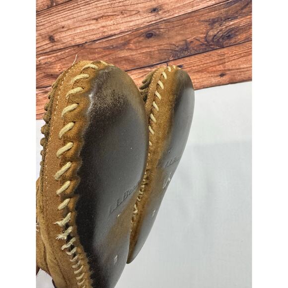 L.L. Bean Scuff Slippers Mens Size 10M Brown Leather Lamb wool Flat main image 11